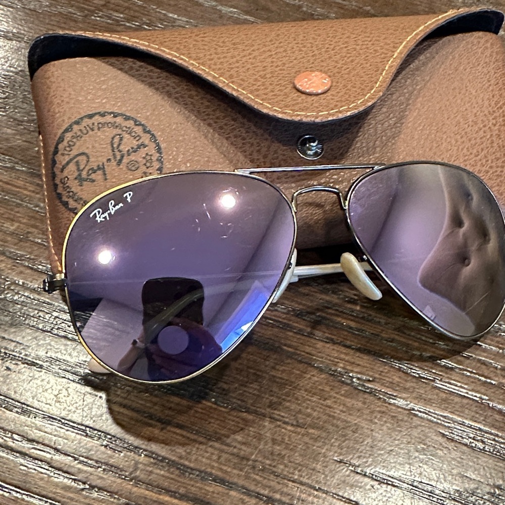 Ray-Ban Silver Frame Purple Lens Sunglasses